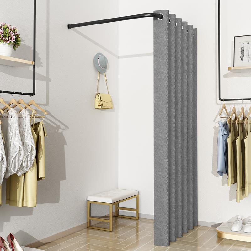 服装店墙角L 试衣间门帘 更衣室 换衣间syj 纳米金隔断换衣室背景