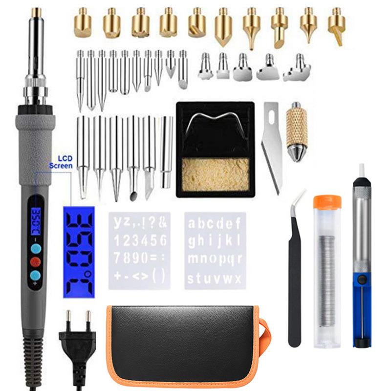 数显电烙铁套装可调温60W烙画套装工具雕刻烫画焊接烙铁工具包
