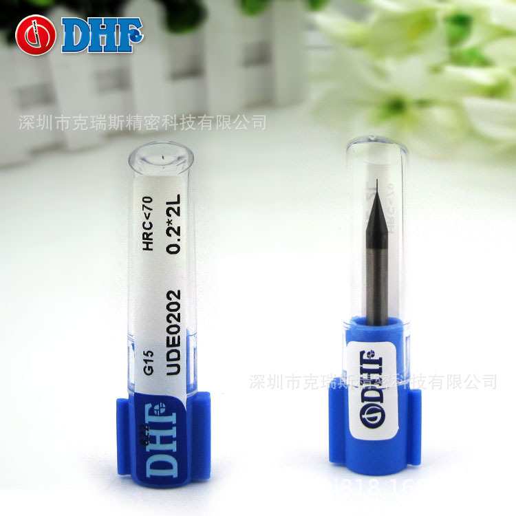 DHF深沟钨钢小径刀UDE0202 0.2*2L德信发HRC65钨钢避空立铣刀
