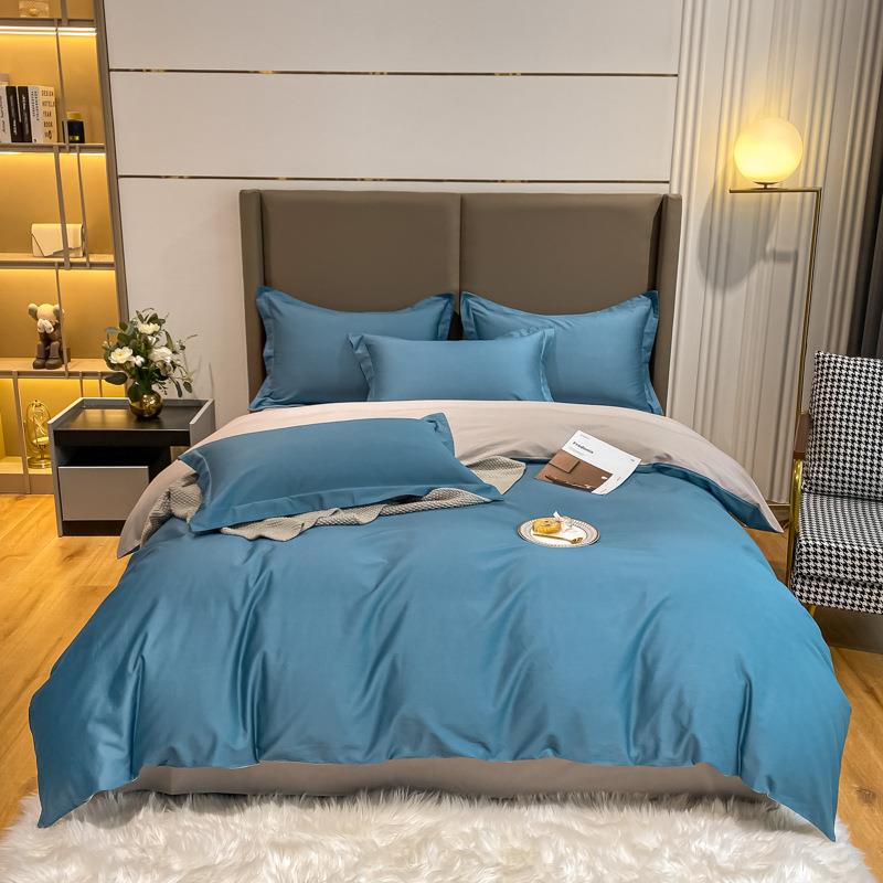 60支贡缎全棉磨毛被套单件纯色双人200x230纯棉单人加厚床单被罩