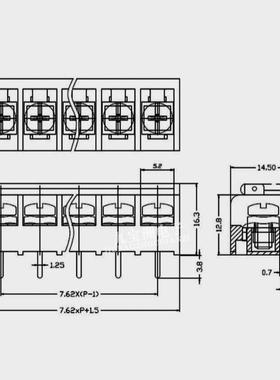 7.62mm间距栅栏式HB7620带盖接线端子PCB焊板电源接线柱2P3P4P-9P