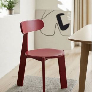 素木时光slow餐椅中古实木靠背设计师多巴胺凳餐厅简约家用餐桌椅