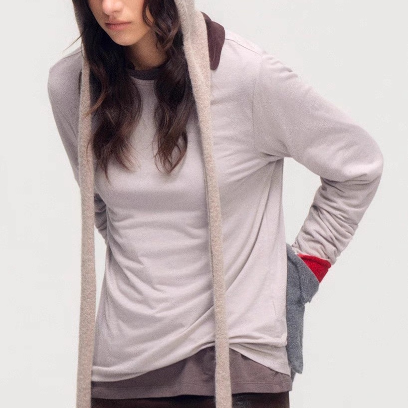 SoloForTwo 裸肤感柔软高弹针织衫 圆领磨毛打底衫长袖T恤