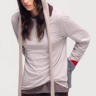 长袖 圆领磨毛打底衫 T恤 裸肤感柔软高弹针织衫 SoloForTwo