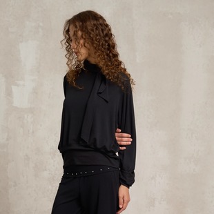 前后可穿 羊毛舒适宽松针织长袖 SoloForTwo 柔软优雅飘带上衣