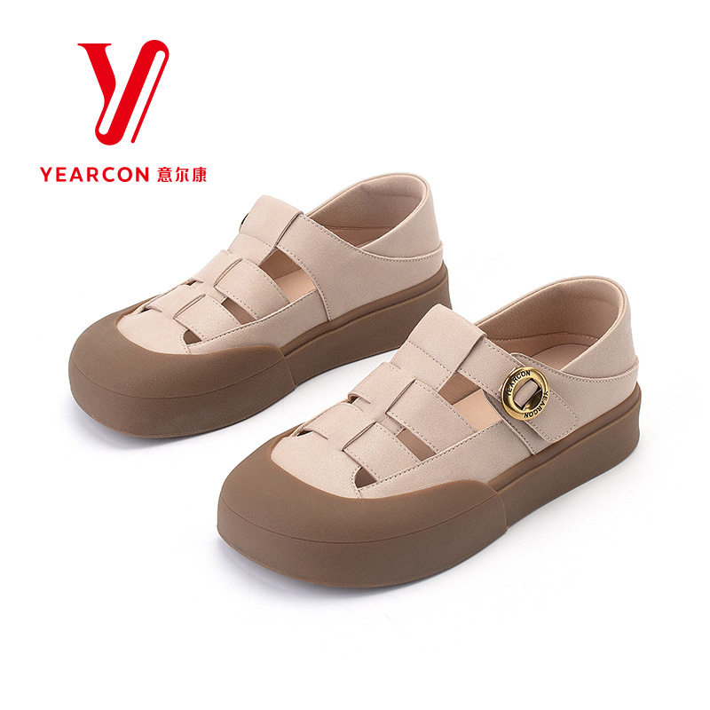 意尔康女鞋2025新款夏季猪笼鞋女厚底编织休闲凉鞋包头凉鞋凉拖鞋,女鞋,罗马凉鞋,淘宝优惠券,粉丝福利购,淘宝优惠卷