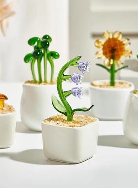 淄博琉璃小摆件多肉仙人掌盆栽办公室绿植桌面好物治愈情绪礼物