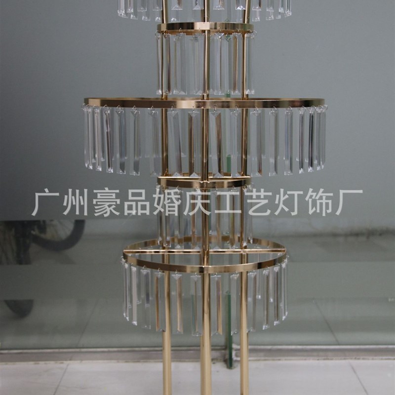 跨境婚庆道具铁艺电镀水晶花架路引卓花花器婚礼t台路引摆件