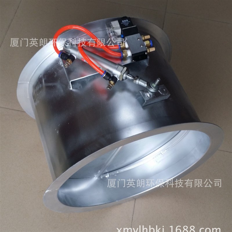 气动风量调节阀圆形气动风阀法兰式镀锌气动蝶阀气动通风阀