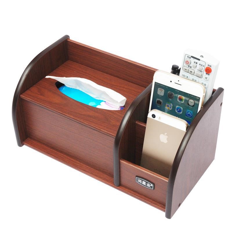 纸巾盒木质抽纸盒多功能家用客厅茶几上桌面遥控器收纳盒轻奢