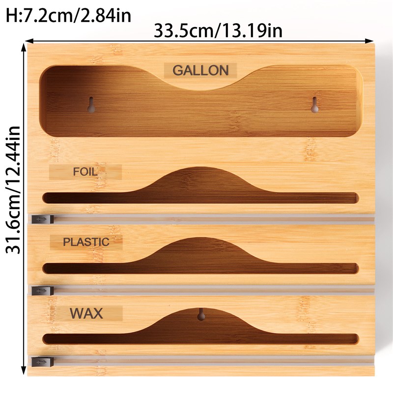 多功能厨房大号保鲜袋收纳盒家用抽取壁挂大容量竹制保鲜膜切割器