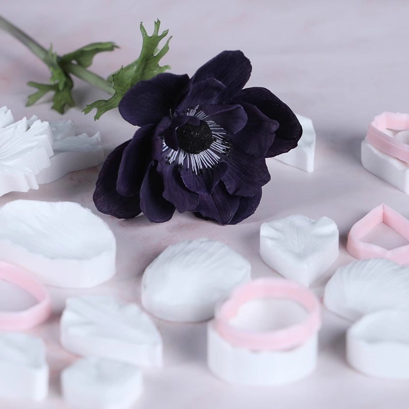 仿真银莲花纹路模具糖花花瓣花卉烘焙工具切模翻糖银莲花切压模