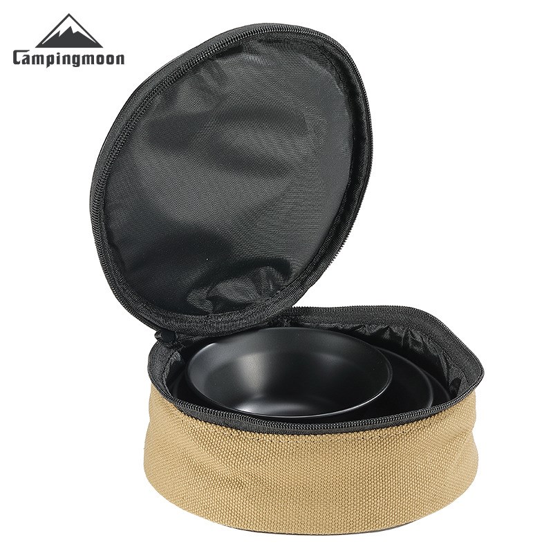 柯曼BKS395-1S户外便携防摔不锈钢镀钛餐碟四件套露营餐碗套装