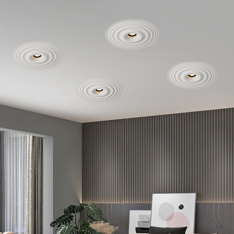 石膏筒灯客厅无主灯嵌入式无边框天花灯创意水波纹家用走廊过道灯