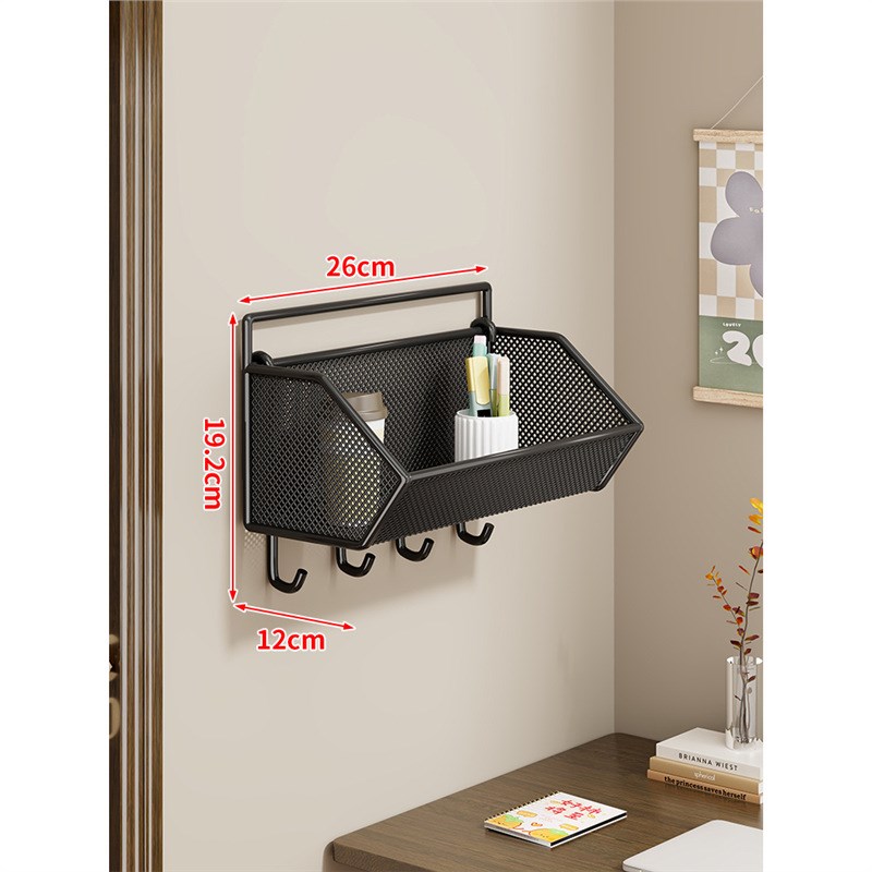 宿舍免打孔墙上置物架床头收纳架学生寝室双层挂架衣柜侧面收纳筐