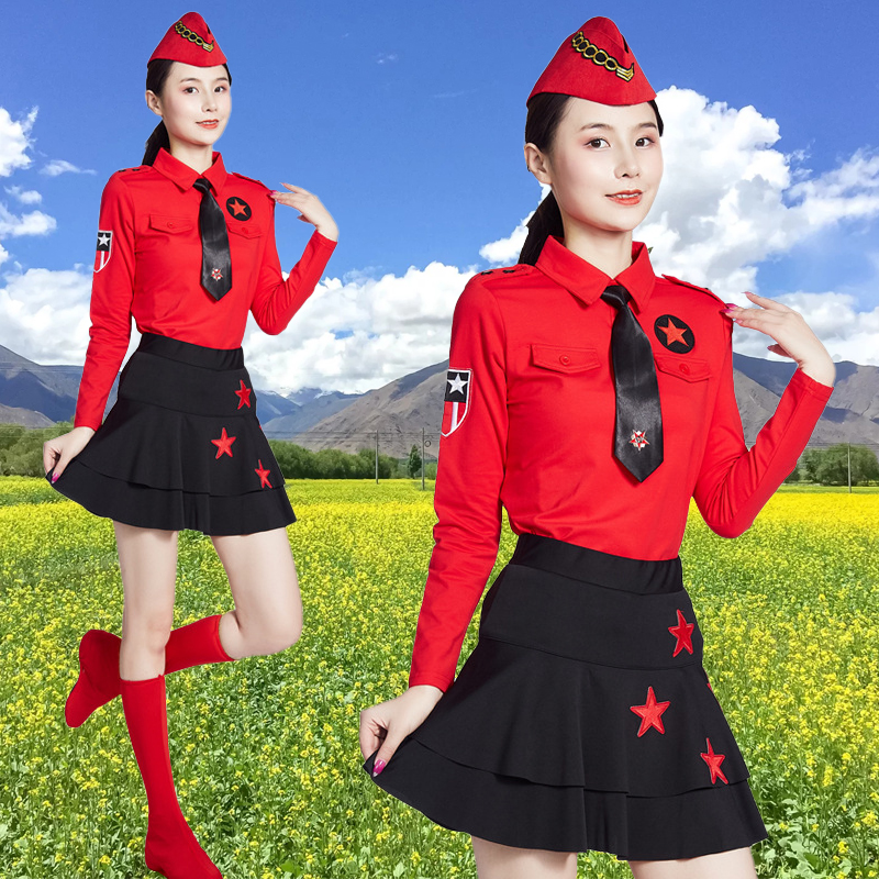 水兵舞服装女士套装夏季短袖舞蹈服新款大码长袖时尚广场舞演出服