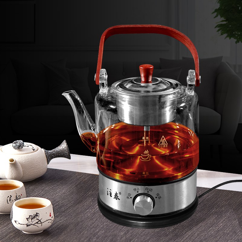 蒸汽煮茶器家用全自动保温小型玻璃黑茶壶喷淋式电煮热水泡茶壶1L