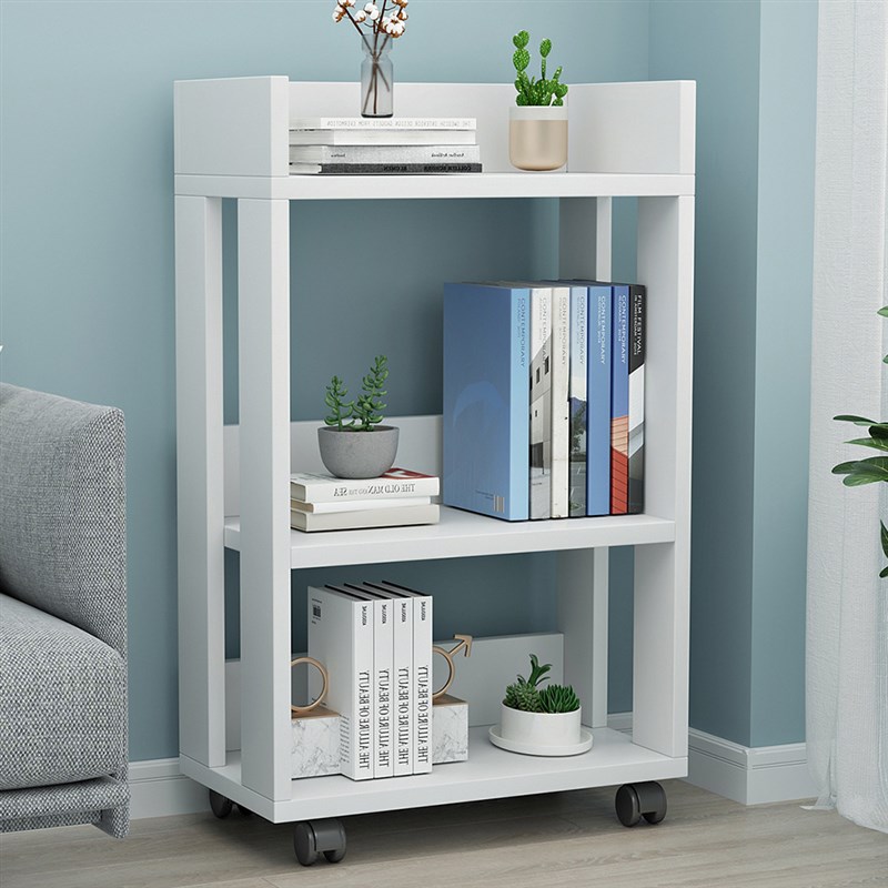 简易书架落地带轮儿童收纳架宿舍学生用小型书柜多层可移动置物架