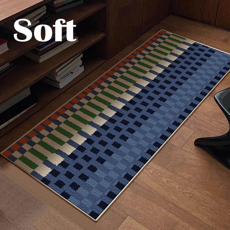 ins覆古风棋盘格卧室地毯沙发茶几地垫家用衣帽间镜前防滑床边毯,居家布艺,床边毯,淘宝优惠券,粉丝福利购,淘宝优惠卷