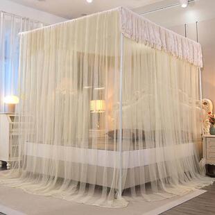 新款单开 门加密超柔宫廷蚊帐落地宿舍家用加厚烤漆支架宫廷粗厚