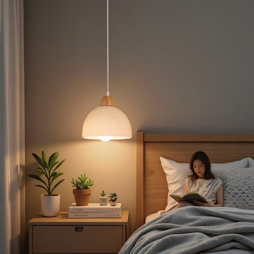 设计师原木床头吊灯房间卧室