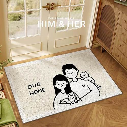 日式卡通丝圈地垫入户门垫高级感防滑家用地毯大门口外可裁剪定制