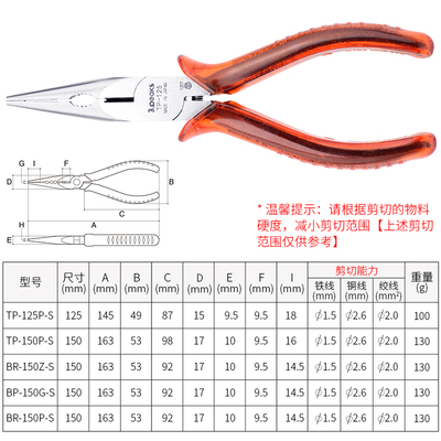 正品日本进口 3.peaks三山牌BR-150多功能用途电工尖咀钳 尖嘴钳