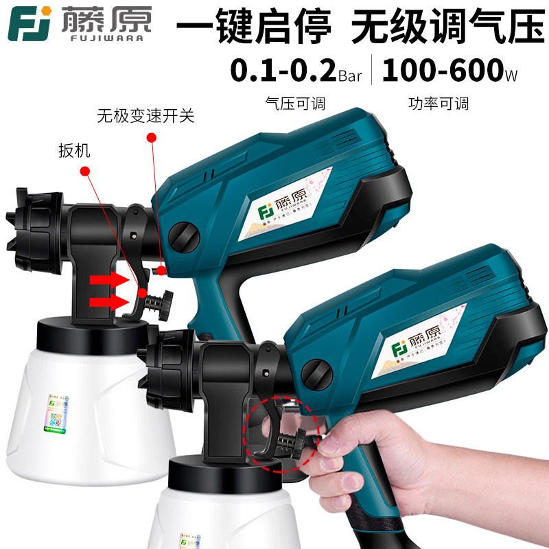 藤原电动喷漆枪日本高压喷涂机家用乳胶漆喷枪工具汽车油漆喷漆抢