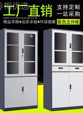 套文件柜中薄边办公BXB室资料档案柜简约二柜斗色钢制储物铁皮柜