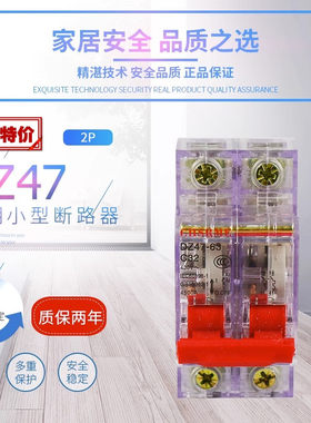 电工小型断路器 DZ47 空气开关 1P 2P3P4P40A63A空开透明