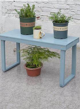 阳台实花置架复木古蓝色窗台窗一飘层多DC76肉架户外室内双层物架