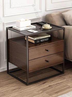 实创意玻璃床头柜架木家用小型置物床头柜轻奢卧室收边纳新款OLY