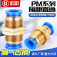 PM隔板穿板直通气动气缸气管外螺纹快速快插接头PM