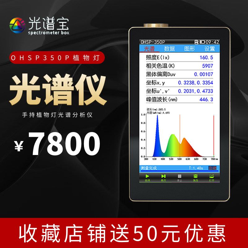 PAR/PPFD测试仪 LED植物生长灯测试仪虹谱OHSP350P植物光照分析仪