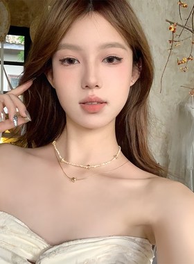 【蜜桃茶】烁玉鎏金新中式项链叠戴配裙子饰品女款轻奢小众锁骨链