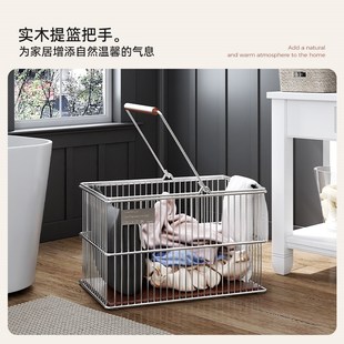 中古风脏衣篮推车家用浴室卫生间洗衣篓可移动衣服收纳筐置物架子