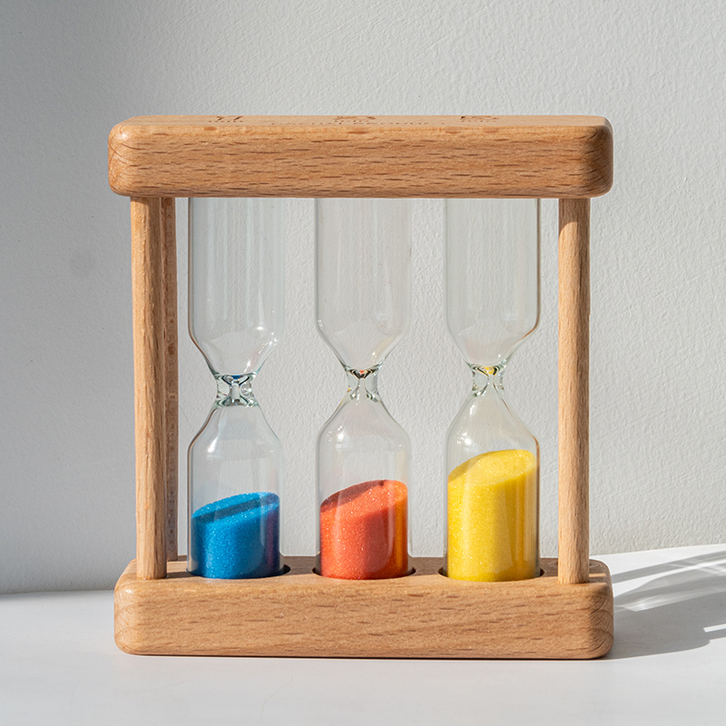时间沙漏计时器1/3/5分钟流沙小摆件创意个性木质定时器简约闹钟