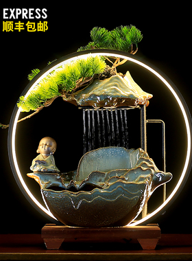 招财转运流水摆件入户玄关装饰山水新中式软装家居办公室高档礼品