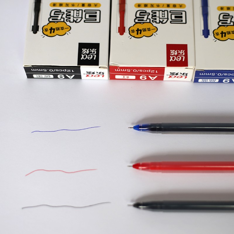 乐炫A9中性笔全针管大容量签字笔学生用正姿巨能写0.5mm黑蓝红色