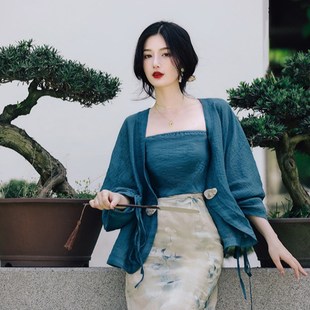 套装 宋制汉服女款 春改良旗袍春秋轻国风上衣新中式 中国风女装 唐装