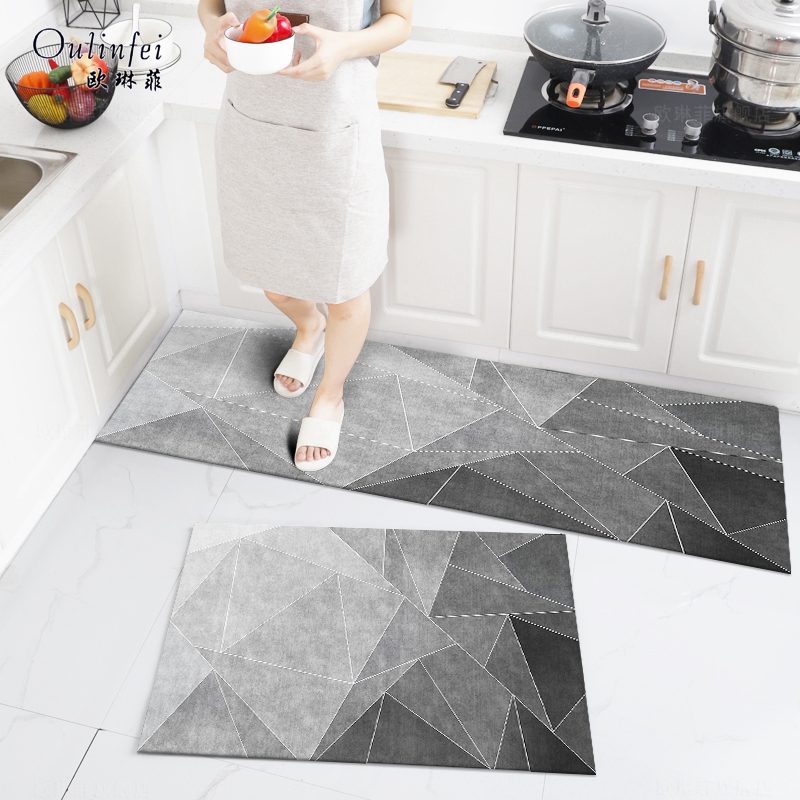 轻奢风2023新款厨房地垫防滑防油可擦免洗吸水专用防滑耐脏长条毯