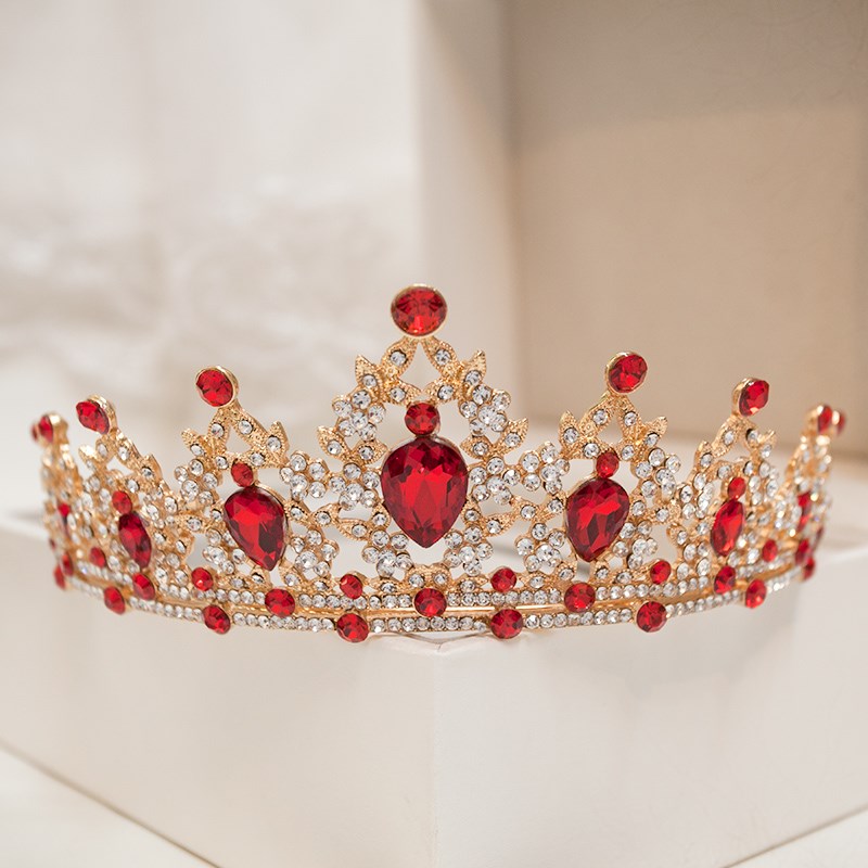 儿童皇冠头饰公主红色高端小女孩发箍女童生日演出发饰小朋友王冠