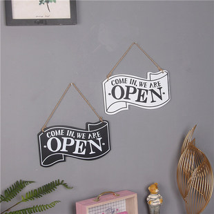 木质复古双面指示墙面画店铺咖啡装饰欧式门牌家居壁饰装饰小挂牌