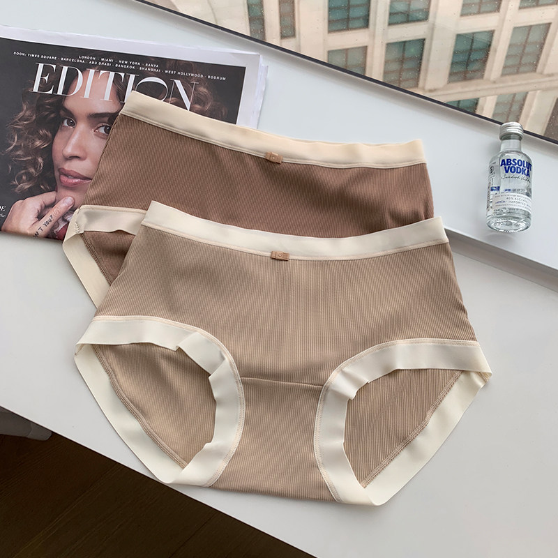 螺纹裸感舒适透气无痕高弹中腰内裤女纯棉全棉裆提臀三角裤3条装,女士内衣/男士内衣/家居服,女三角裤,淘宝优惠券,粉丝福利购,淘宝优惠卷