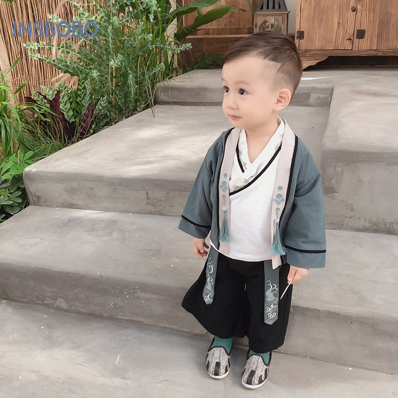 男童汉服秋季套装古装男宝宝周岁生日礼服小童唐装儿童中国风秋装