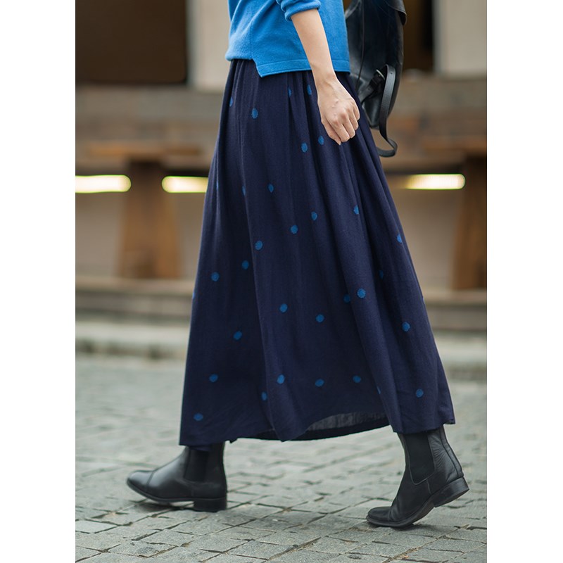 忘城C547座/空谷幽兰/2022秋冬新品丝光羊毛针织A版波点半身裙