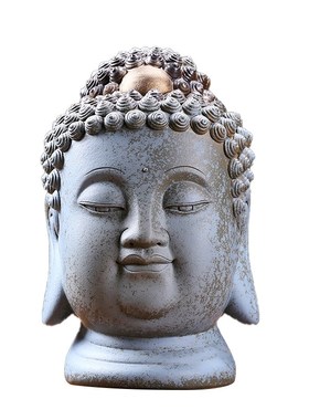 中式阿弥陀佛头摆件佛首茶室佛陀家居客厅博古架装饰鱼缸造景摆设