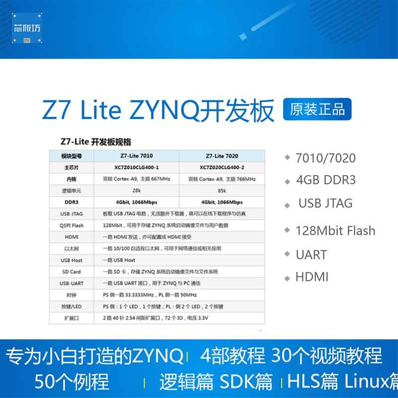 Z7 Lite FPGA开发板 ZYNQ核心板 XILINX ZYNQ7000 7020 7010 微相