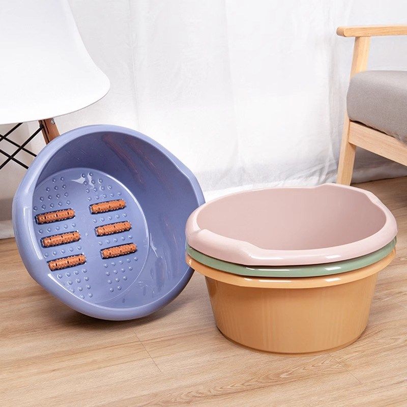 泡脚桶加厚大号足浴盆家用按摩洗脚盆带脚底按摩滑轮洗脚桶足疗桶