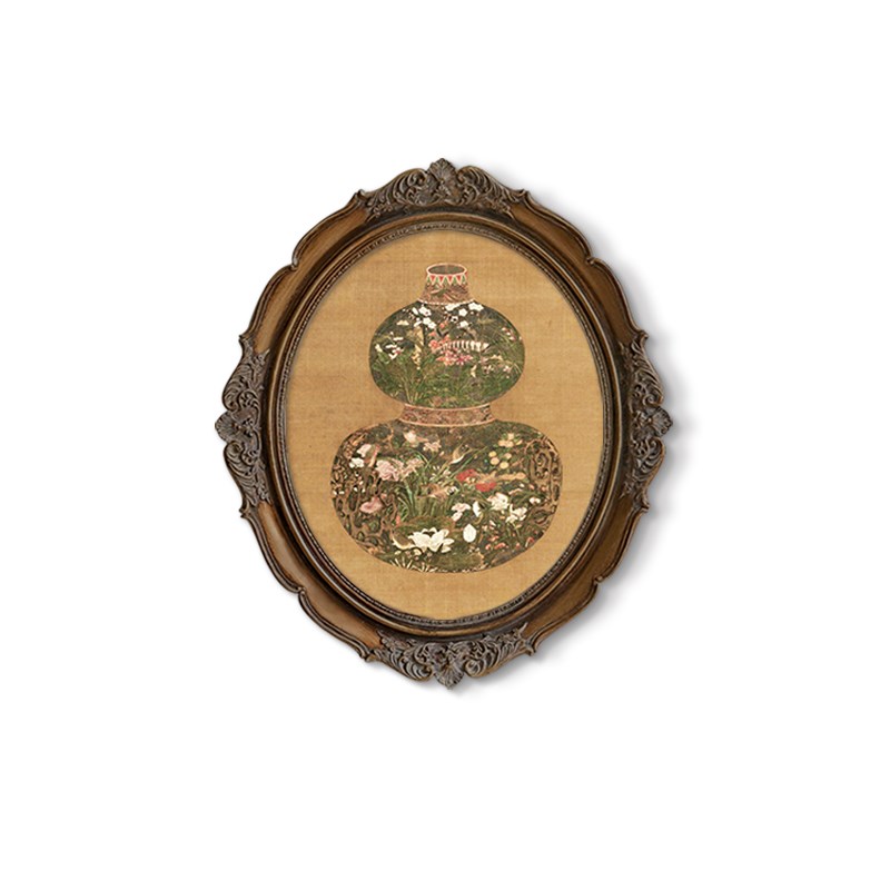 法式椭圆形装饰画葫芦玄关挂画福禄美式复古油画12寸挂墙壁画图片